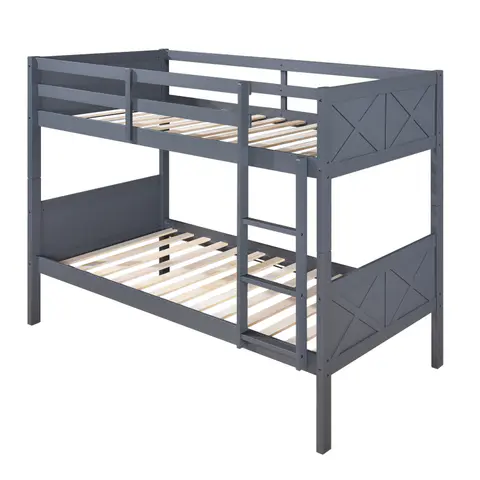 BENFICA · Twin Over Twin Wood Bunk Bed, view 3 de 5