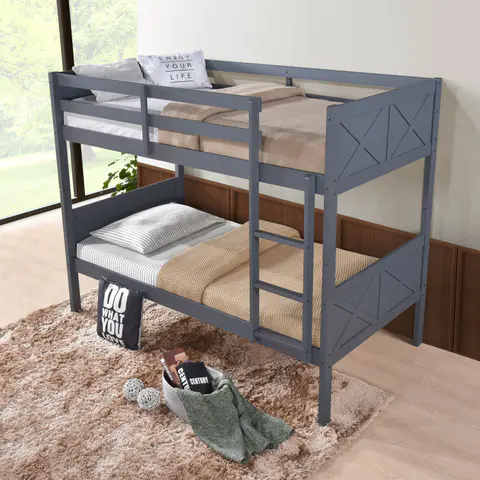 BENFICA · Twin Over Twin Wood Bunk Bed, view 4 de 5