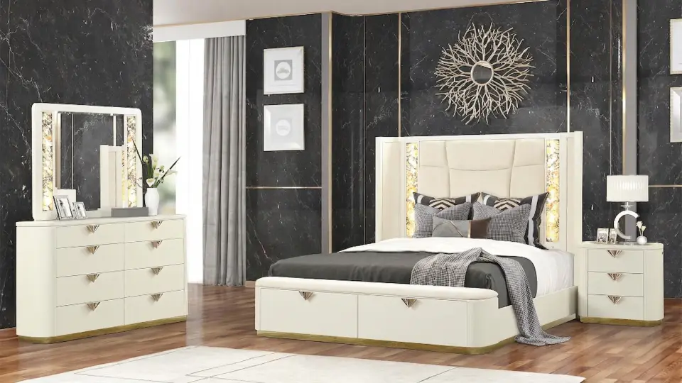 LA PIERRE Bedroom Set, Cream