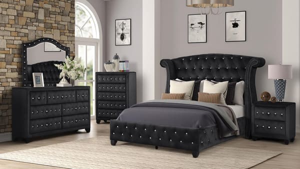 Sophia (black and gray) Queen, 5 pieces