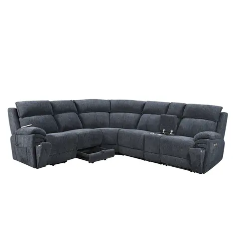 Power Recliner Sectional Fabric Sofa MC3020, view 4 de 5