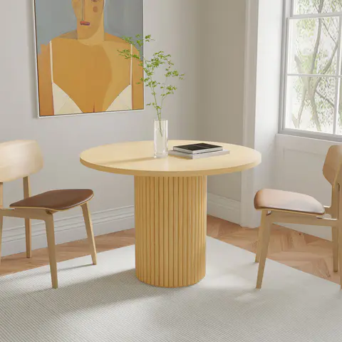 47″Round Dining Table Natural Wood Finished - view 1