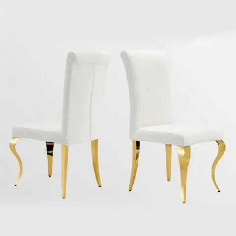 White Fabric Modern High Backrest Dining Chair - view 3