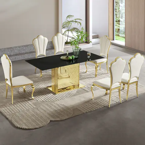 Stainless Steel & Tempered Glass Dining Table - view 5