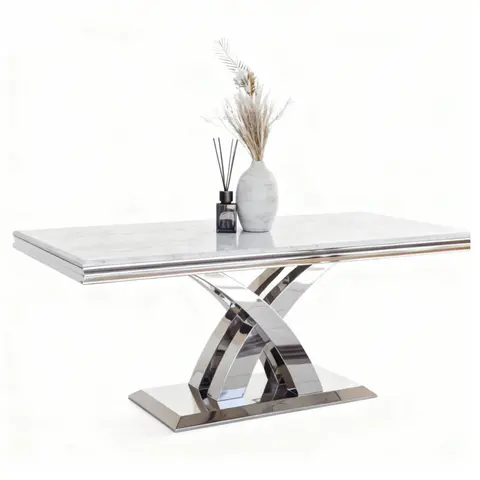 Rectangular Chrome Dining Marble Table PX07 - view 4