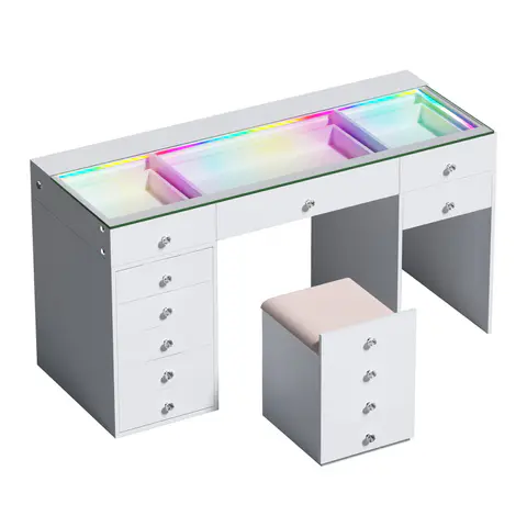 VANITII Eva Vanity Desk-12 Storage Drawers - view 1