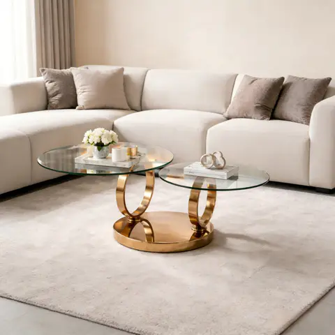 Swivel 360 Degrees Glass Coffee Table - view 2