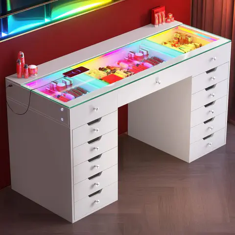 VANITII Eva-RGB Vanity Desk Set with 13 Storage Drawers · 138
