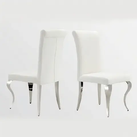 White Fabric Modern High Backrest Dining Chair - view 4