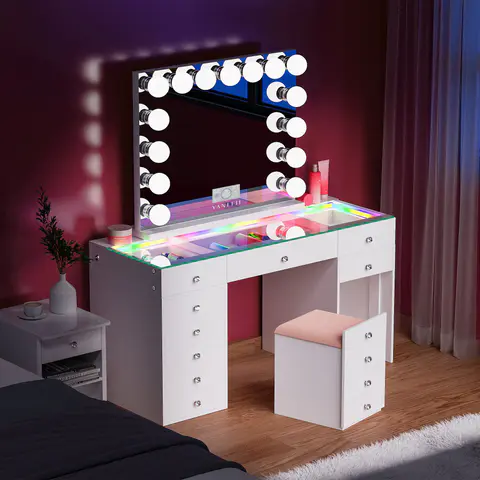 VANITII Eva Vanity Desk-12 Storage Drawers - view 3