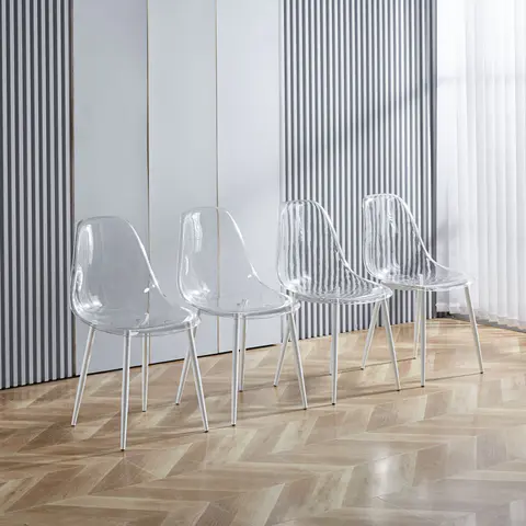 Clear Acrylic Accent Side Chairs - Dining Chairs & Stools