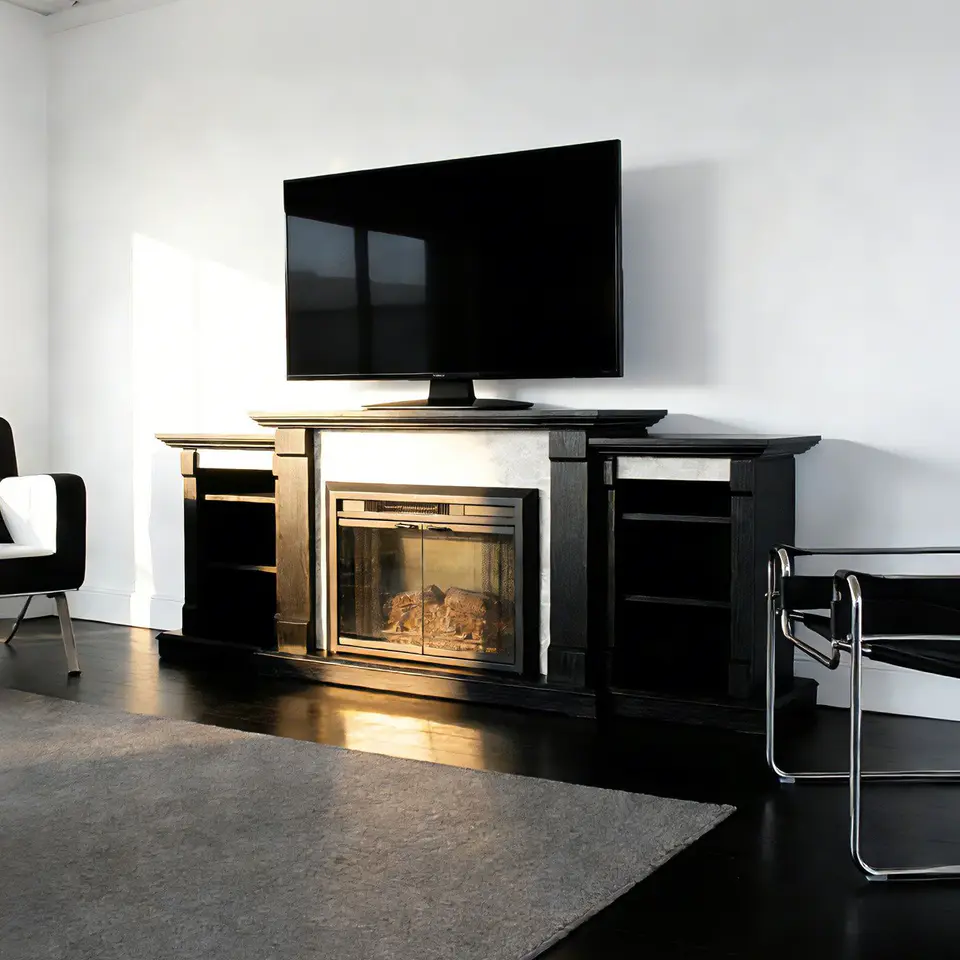 Okoume Veneer Fireplace TV Stand