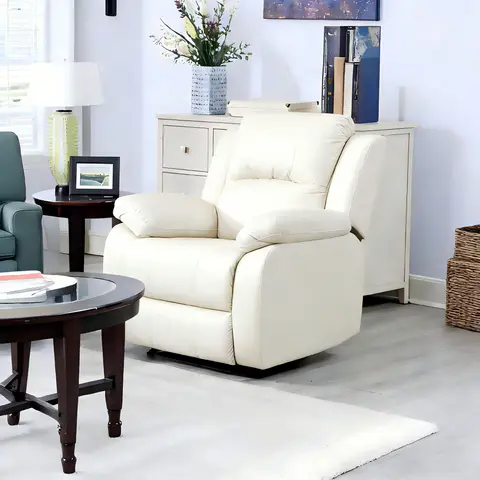 Lume Power Recliner 1-Seater Sofa in Ivory Faux - view 3