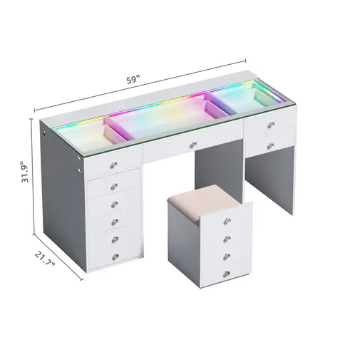 VANITII Eva Vanity Desk-12 Storage Drawers - view 2