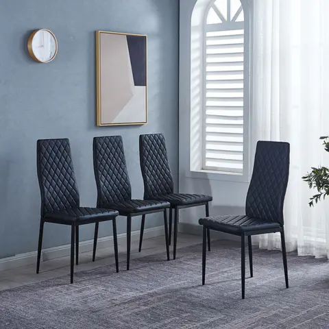 Black Quilted High-Back Dining Chairs - Dining Chairs & Stools