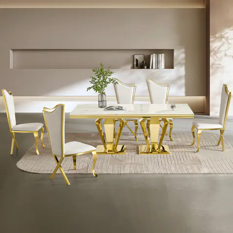 Modern Stainless Steel Dining Table - view 2