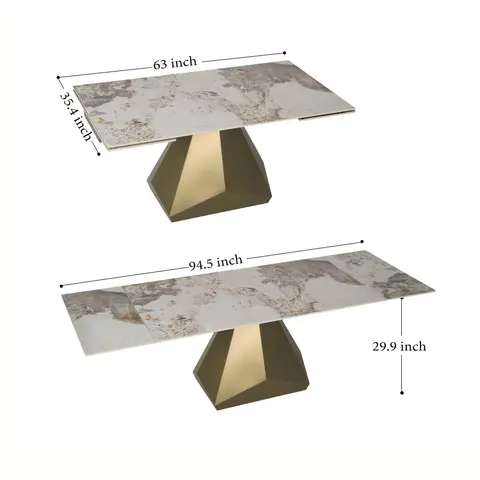63″-95″ Extendable Sintered Stone Dining · 382 - view 2