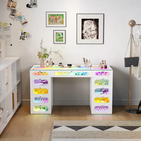 VANITII Priscilla Vanity Desk-11 Glass Fronted - view 2