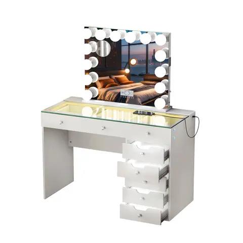 VANITII Diana 8 Drawers Vanity Desk Set - Vanity Sets