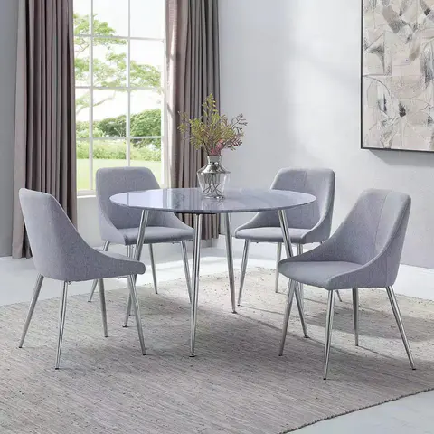 Gray Fabric Upholstery Side Chair - Dining Chairs & Stools