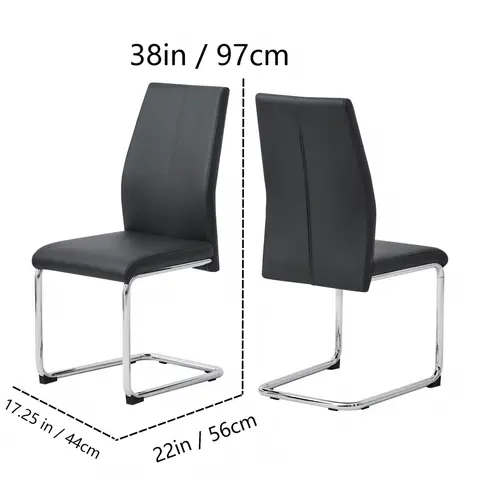Black Leather Chrome Metal - view 2