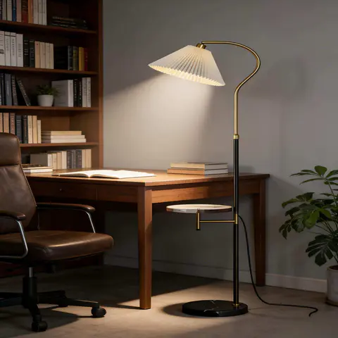 Gold-Black Adjustable Floor Lamp, view 2 de 5