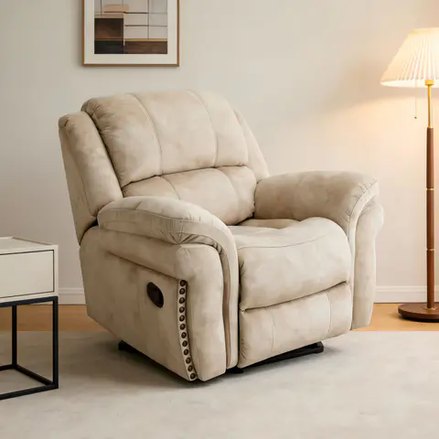 Cream Fabric Recliner Chair · 251 - Modern Living Room Sets