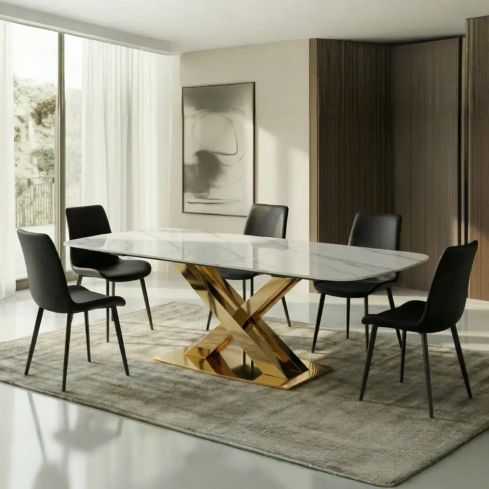 Mesa de comedor extensible de piedra sinterizada · 346