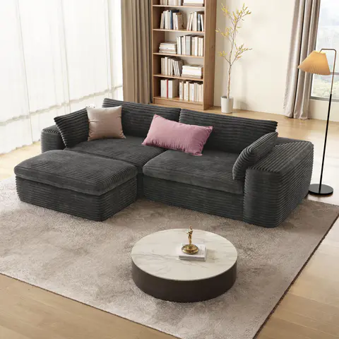 Sofá seccional modular en forma de L, gris · 332 - vista 1