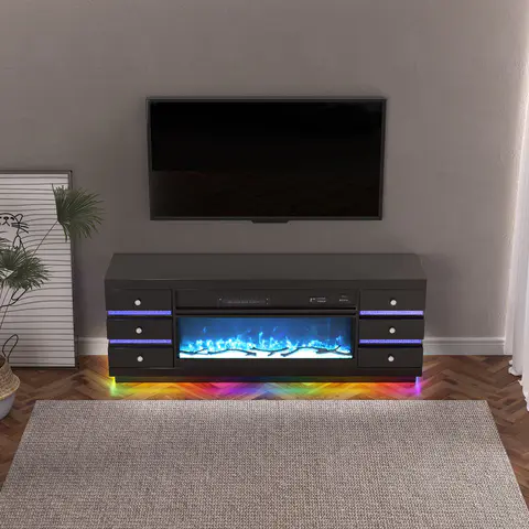Fully Assembled 70" Multi-Flame Colors TV Stand, view 3 de 5