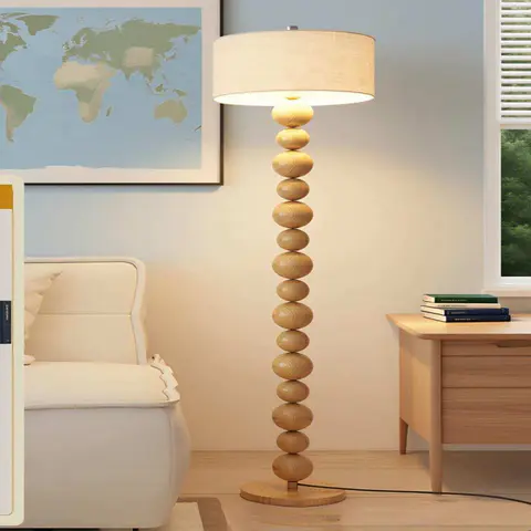 Wooden Ball String Floor Lamp - view 2