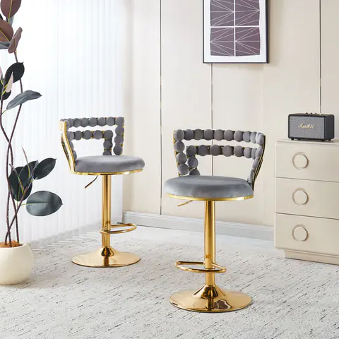 Modern Bar chair - Golden Iron Legs & Soft - Dining Chairs & Stools