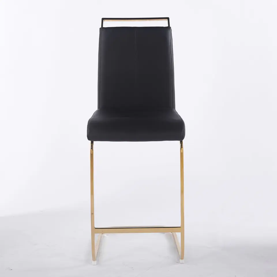 Contemporary Upholstered Dining Chair, Diamond Stitched PU Leather with Gold/Chrome Cantilever Base