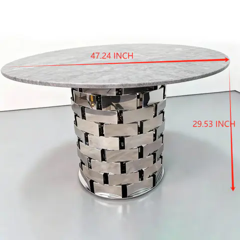 Grey color Round marble table PX10 - view 3