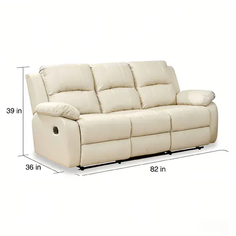 Lume Power Recliner 3-Seater Sofa in Ivory Faux - view 3