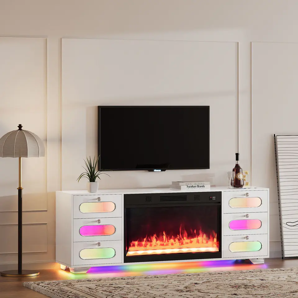 SOFIA Fully Assembled 70" TV Stand Fireplace