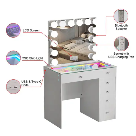 VANITII Mini Diana Vanity Set -6 Storage Drawers - view 4