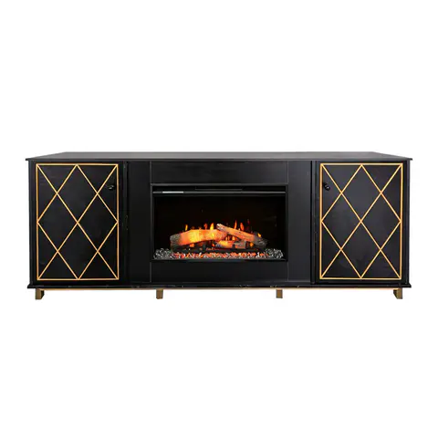 Black Melamine Veneer Fireplace TV stand - view 2