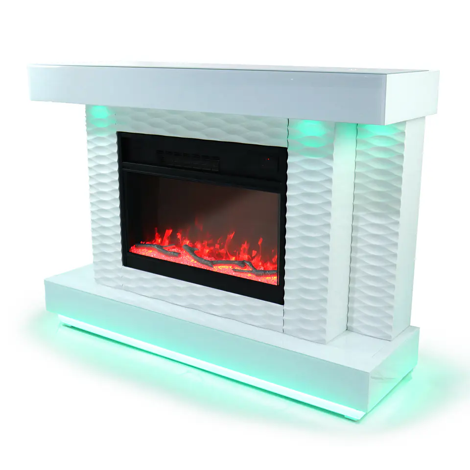 Mueble de TV con chimenea eléctrica totalmente armado de 55 pulgadas