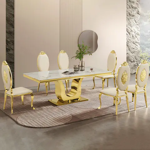 201 Stainless Steel Base Luxury Dining Table