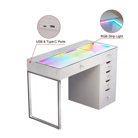 VANITII Diana RGB Vanity Desk (Ref. 534), view 4 de 5