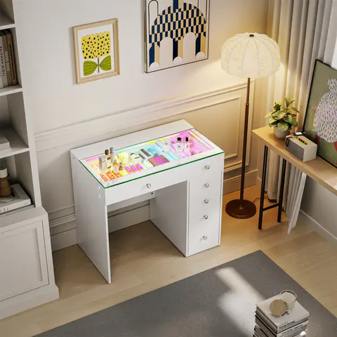 VANITII Mini Diana Vanity Desk, 6 Drawers, view 2 de 5