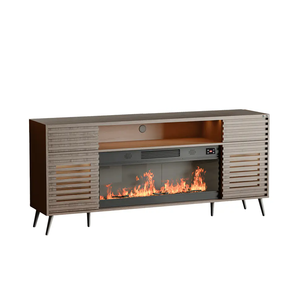 Mueble de TV con chimenea eléctrica totalmente armado de 71 pulgadas SITA