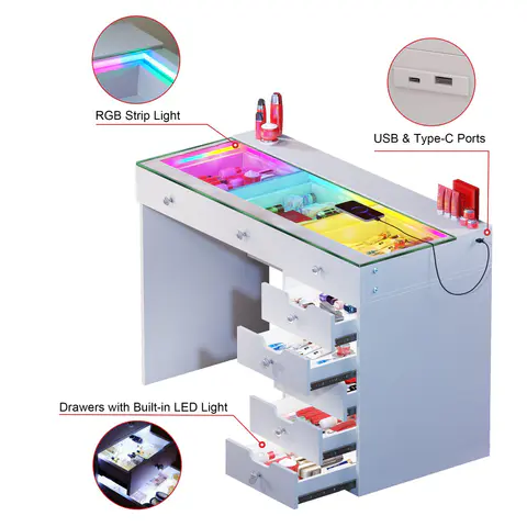 VANITII Diana RGB Vanity Desk · 532 - view 4