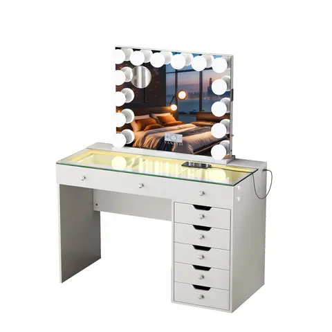 VANITII Diana Vanity Desk Set- 8 Storage Drawers - Vanity Sets