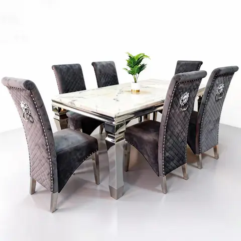 new marble table PX09 silver base - view 1
