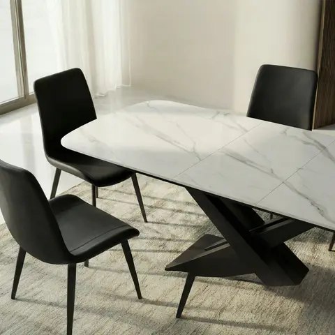 Extendable dining table with sintered stone top - view 5