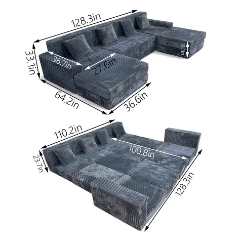 Sofá cama modular de 3 piezas - vista 3
