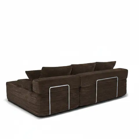 Modern Brown Corduroy Sectional Sofa - view 4