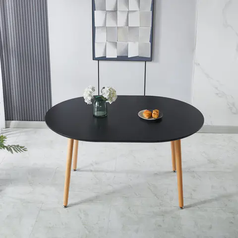 Black 71" Oval Extendable Dining Table - view 2